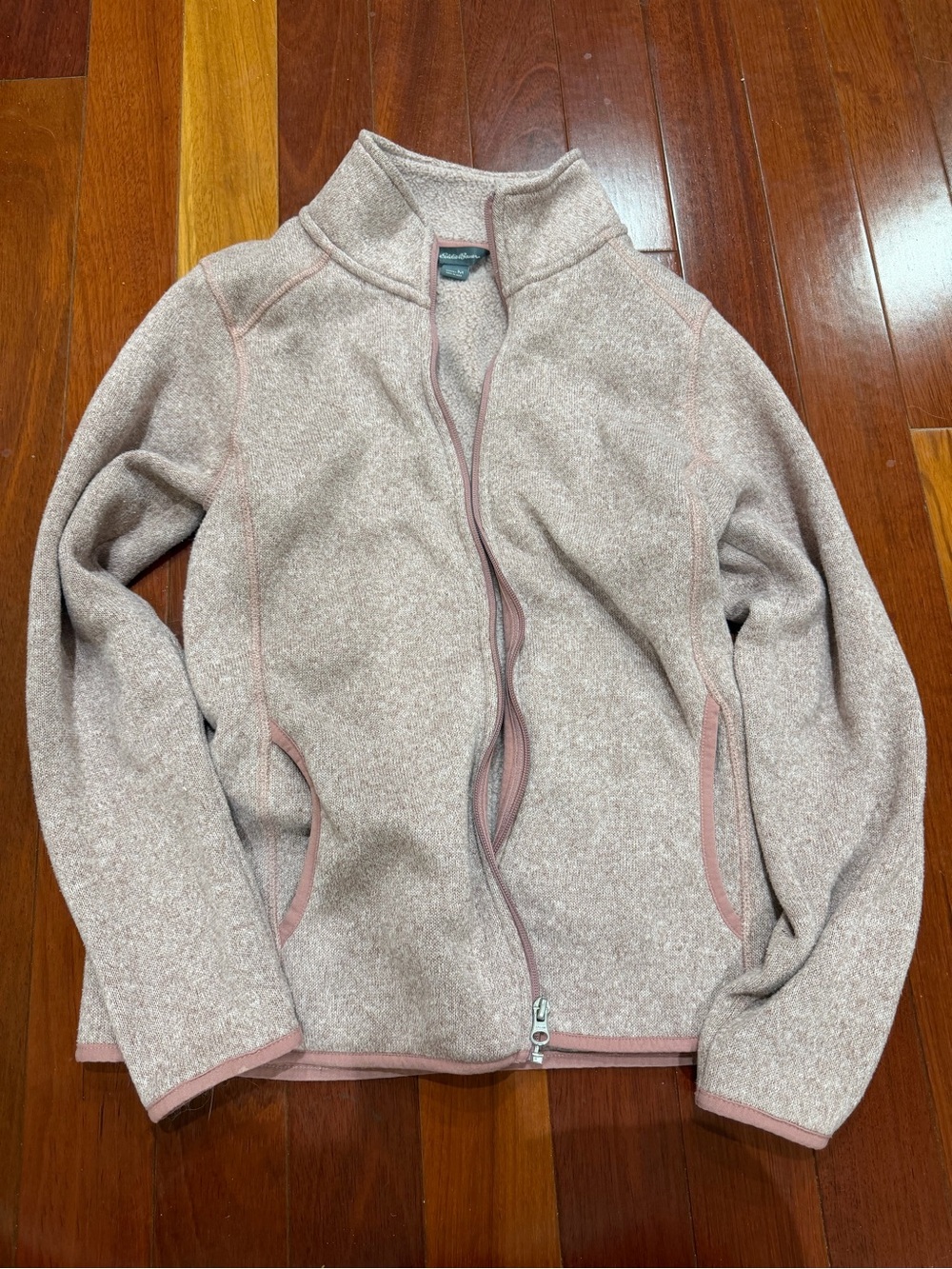 Eddie Bauer Heathered Light Pink Full-Zip Utility Jacket